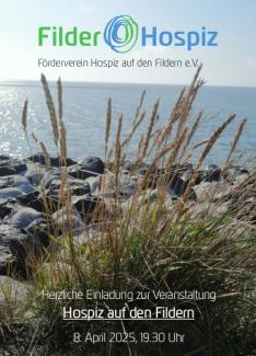 Plakat zur Veranstaltung Hospiz auf den Fildern am 8.4.2025