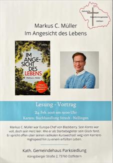 Poster: Markus C. Müller: Lesung Im Angesicht des Lebens.